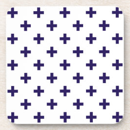 Blaue Polka-Kreuze in Weiß Getränkeuntersetzer