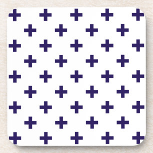 Blaue Polka-Kreuze in Weiß Getränkeuntersetzer