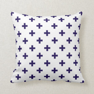 Blaue Polka-Kreuze in Weiß Kissen