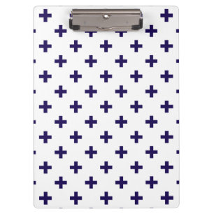 Blaue Polka-Kreuze in Weiß Klemmbrett