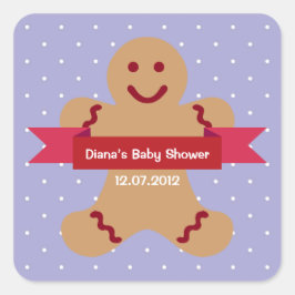 Blaue Polka Lebkuchen Mann Band Babydusche Anhänge Quadratischer Aufkleber