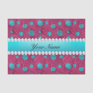 Blaue Polka-Punkt-heißes Rosa-Imitat-Diamanten Seidenpapier