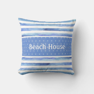 Blaue Polka Punkt Wasserfarbenkissen Kissen