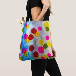 Blaue Polka Punkte Aquarell abstrakt Tasche