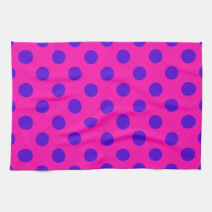 Blaue Polka-Punkte auf Fuchsia Geschirrtuch