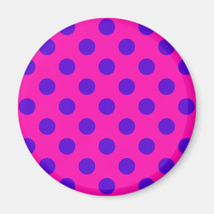 Blaue Polka-Punkte auf Fuchsia Magnet