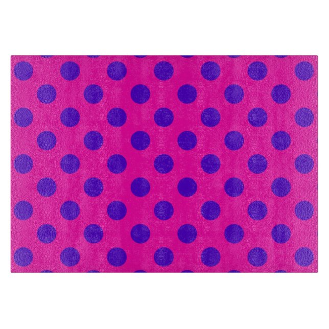 Blaue Polka-Punkte auf Fuchsia Schneidebrett (Vorderseite)
