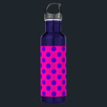 Blaue Polka-Punkte auf Fuchsia Trinkflasche<br><div class="desc">Blaue Polka-Punkte auf Fuchsia</div>