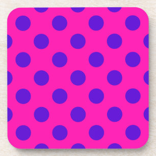 Blaue Polka-Punkte auf Fuchsia Untersetzer