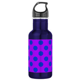 Blaue Polka Punkte auf lila Edelstahlflasche