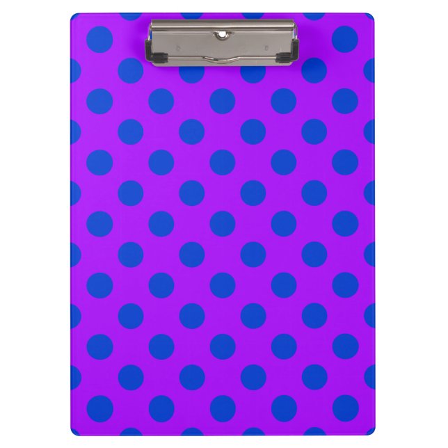 Blaue Polka Punkte auf lila Klemmbrett (Vorderseite)