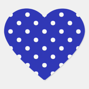 Blaue Polka-Punkte Herz-Aufkleber