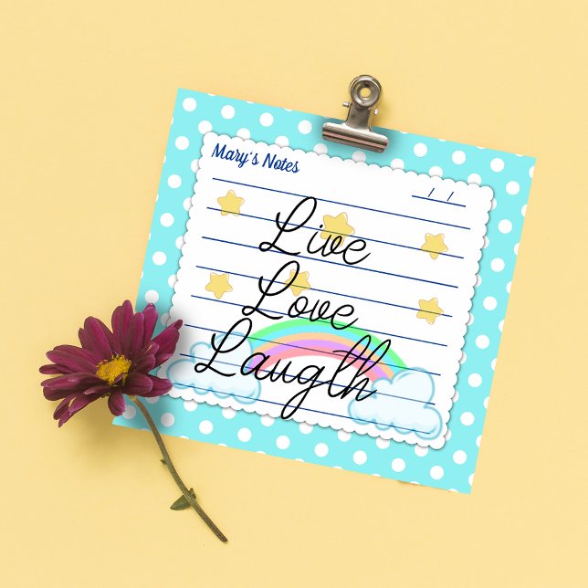 Blaue Polka-Punkte, niedliche Sterne & Regenbogen  Post-it Klebezettel (Von Creator hochgeladen)