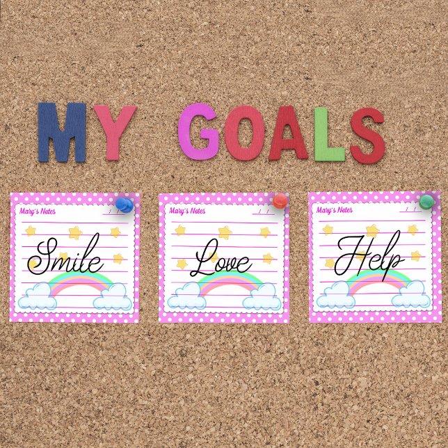 Blaue Polka-Punkte, niedliche Sterne & Regenbogen  Post-it Klebezettel (Von Creator hochgeladen)