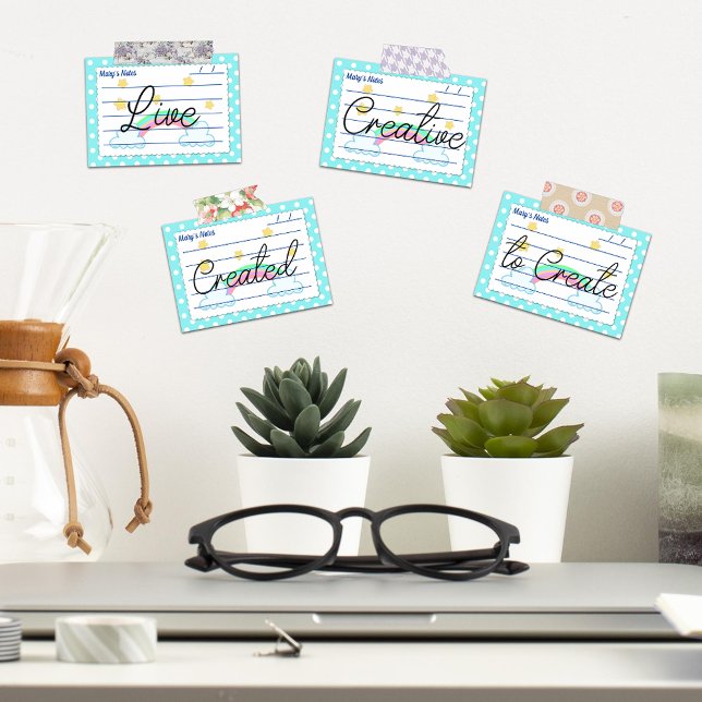 Blaue Polka-Punkte, niedliche Sterne & Regenbogen  Post-it Klebezettel (Von Creator hochgeladen)