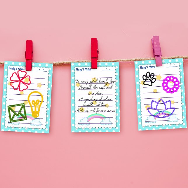 Blaue Polka-Punkte, niedliche Sterne & Regenbogen  Post-it Klebezettel (Von Creator hochgeladen)