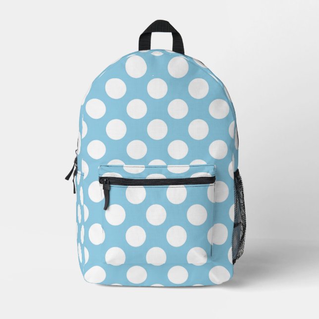 Blaue Polka-Punkte, Polka-Dot-Muster, Punkte, gepu Bedruckter Rucksack (Vorderseite)