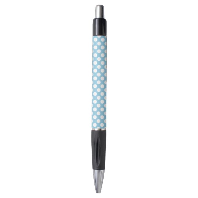 Blaue Polka-Punkte, Polka-Dot-Muster, Punkte, gepu Kugelschreiber (Vorderseite Vertikal)