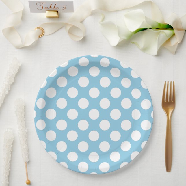 Blaue Polka-Punkte, Polka-Dot-Muster, Punkte, gepu Pappteller (Hochzeit)