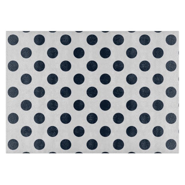 Blaue Polka-Punkte Schneidebrett (Vorderseite)