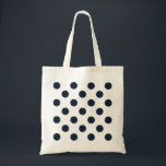 Blaue Polka-Punkte Tragetasche<br><div class="desc">Dunkelmarineblau-Polka-Punkte auf weißem Hintergrund</div>