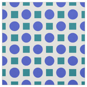Blaue Polka-Punkte und grüne Quadrate Stoff