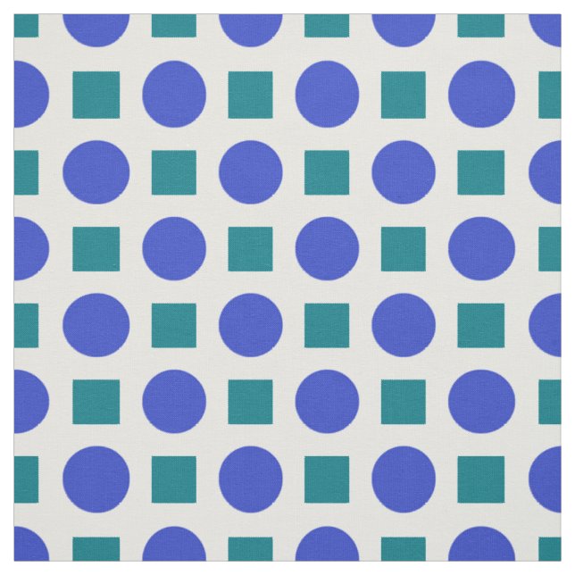 Blaue Polka-Punkte und grüne Quadrate Stoff (Muster)