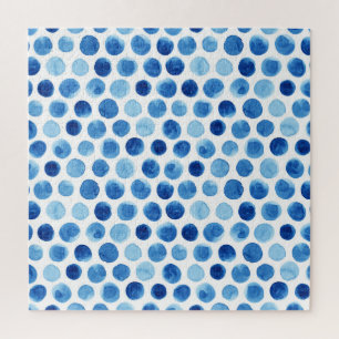 Blaue Polka Punkte, wasserfarbenes, nahtloses Must