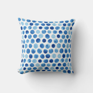 Blaue Polka Punkte, wasserfarbenes, nahtloses Must Kissen