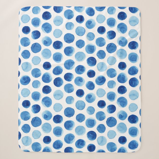 Blaue Polka Punkte, wasserfarbenes, nahtloses Must Sherpadecke (Vorderseite)
