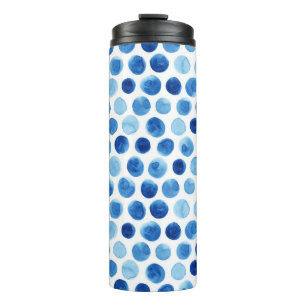 Blaue Polka Punkte, wasserfarbenes, nahtloses Must Thermosbecher