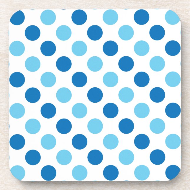 Blaue Polka-Punktmuster Untersetzer (Vorderseite)