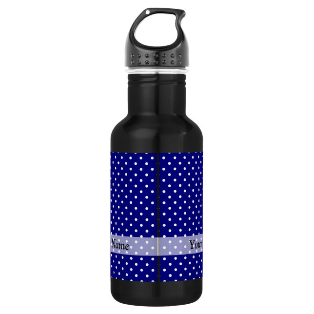 Blaue Polster-Punktmuster Edelstahlflasche (Vorderseite)