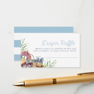 Blaue Poolparty-Baby-Shower-Windel-Raffle-Ticket Begleitkarte