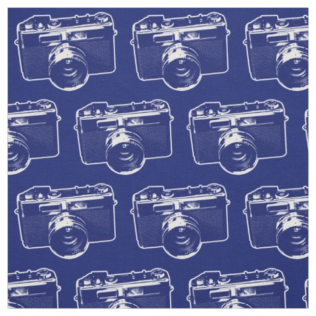 Blaue Pop-Art-Kamera Stoff (Muster)