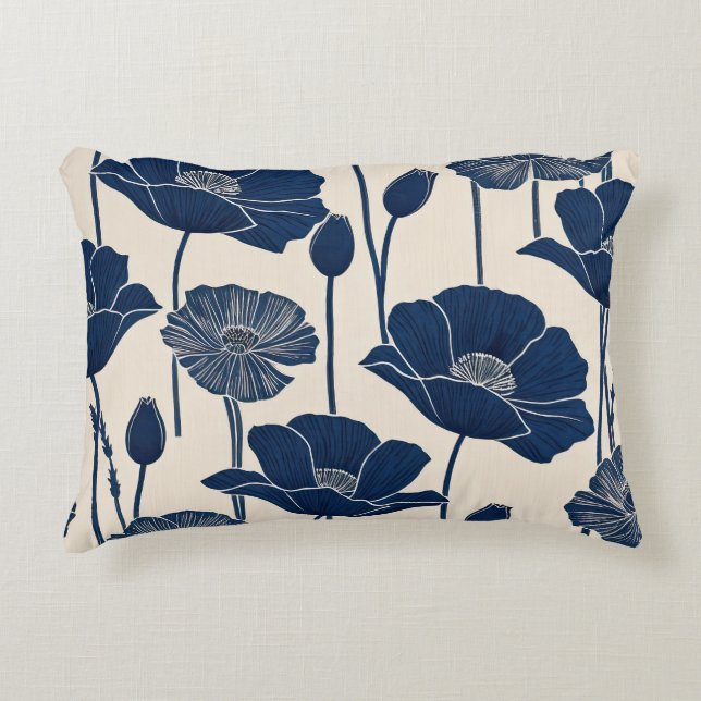 Blaue Poppies Dekokissen (Vorderseite)