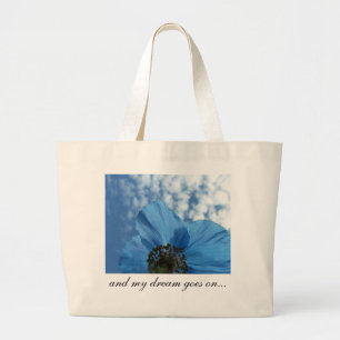 BLAUE POPPY Blume Traumblau Jumbo Stoffbeutel