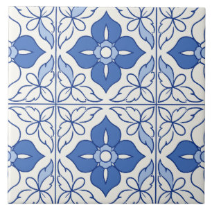 Blaue portugiesische Azulejo-Blumen-Gitterfliese Fliese