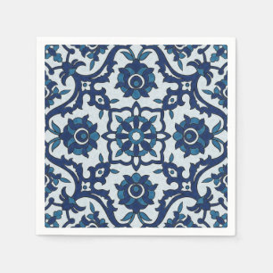 Blaue portugiesische Azulejos Blumeneisen-Fliesenm Serviette