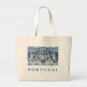 Blaue portugiesische Fliesen mit Engeln Jumbo Stoffbeutel