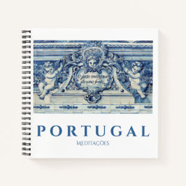 Blaue portugiesische Fliesen mit zwei Engeln Notizbuch
