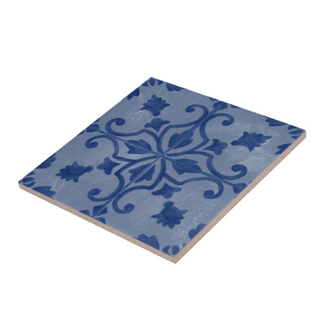 Blaue portugiesische Keramik Tile Fliese (Seite)