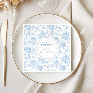 Blaue Porzellan-Blumen-Zukunft Mrs Brautparty Serviette