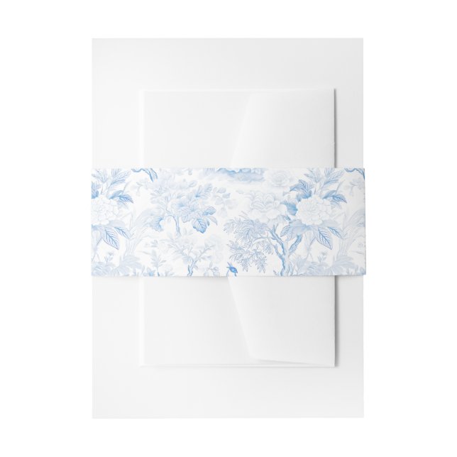 Blaue Porzellanhochzeit Einladung Bauchband Einladungsbanderole (Vorderseite Beispiel)