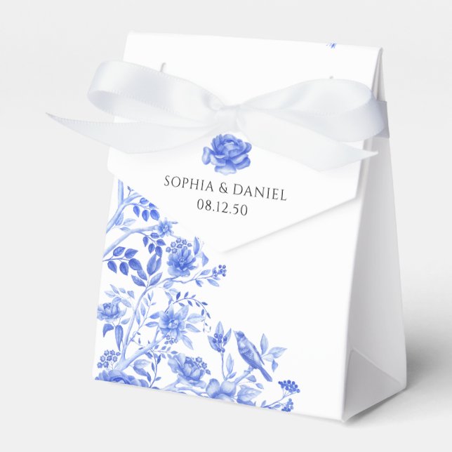 Blaue Porzellanhochzeit Geschenkschachtel (Vorderseite)