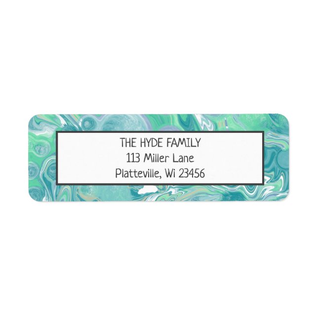 Blaue Pour Painting Fluid Art Label (Vorne)