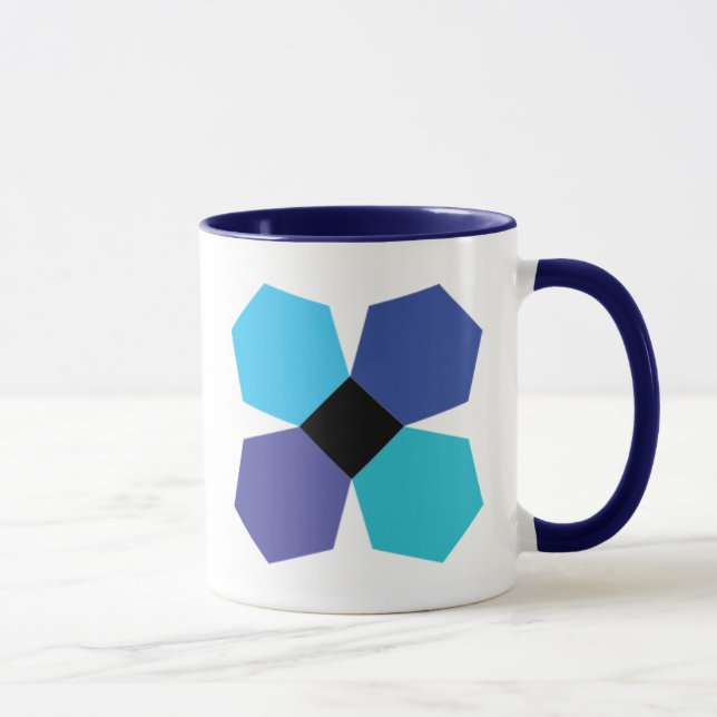 Blaue PPE-Blumenblock-Kaffee-Tasse Tasse (Rechts)