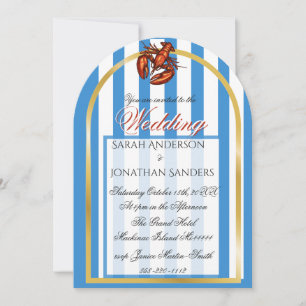 Blaue Preppy-Streifen Hochzeit im maritimen Stil Einladung