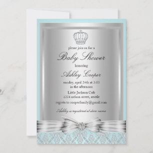 Blaue Prinz Baby Shower Einladung