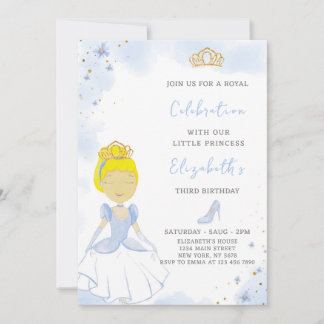 Blaue Prinzessin zum Geburtstag Einladung